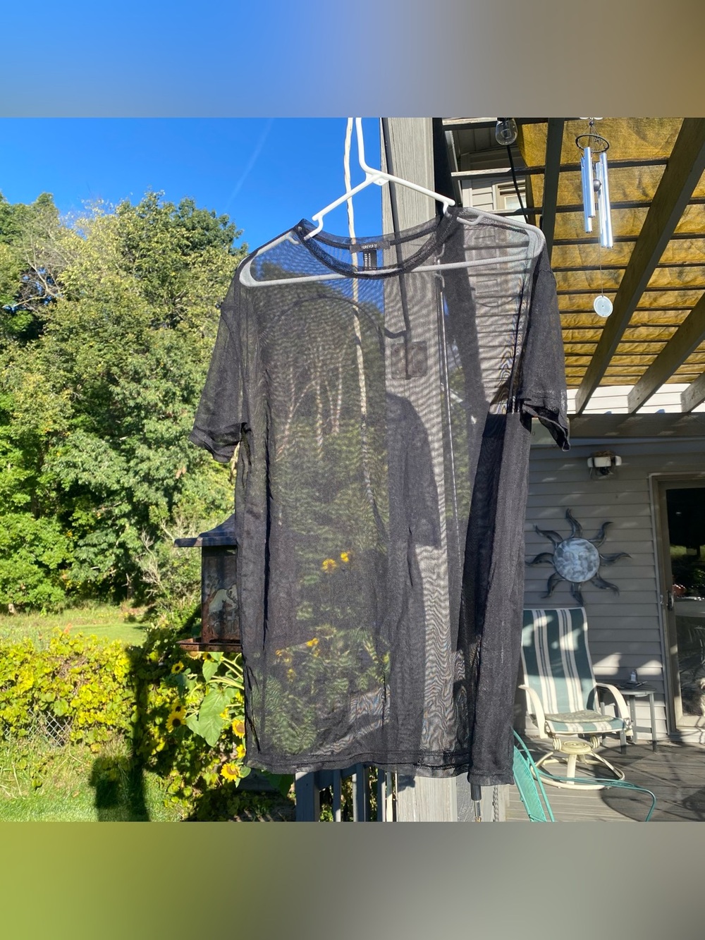 Forever 21 VTG Sheer Black Mesh Shimmer Tee Top M